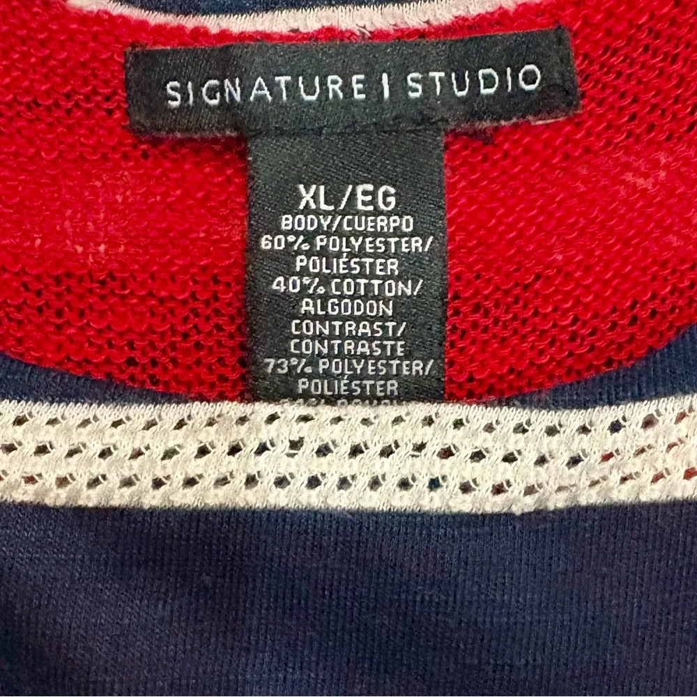 Striped Navy and Red Sleeveless Top - Picture 4 of 4